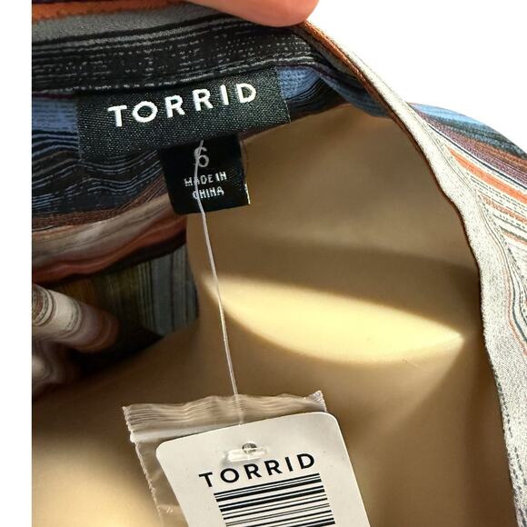 Torrid Button Up  Blouse Size ^ in Blue and Peach - Picture 11 of 12